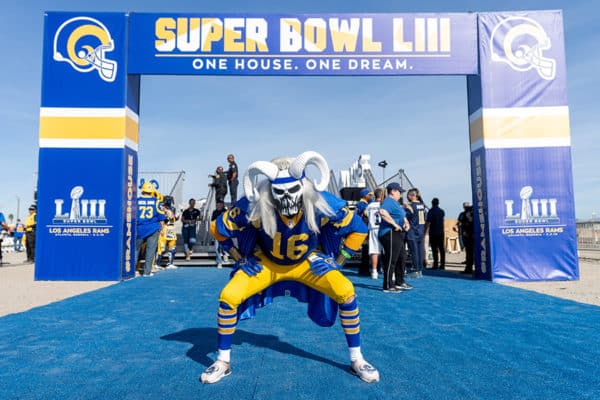 LA Rams super fan at sports marketing brand activation event in Los Angeles, California