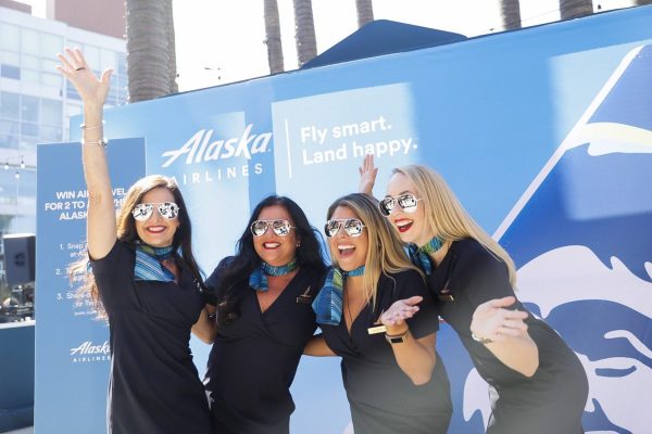 Alaska airlines flight staff at San Francisco Giants Game brand activation event