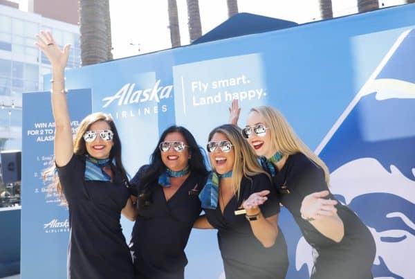 Alaska airlines flight staff at San Francisco Giants Game brand activation event