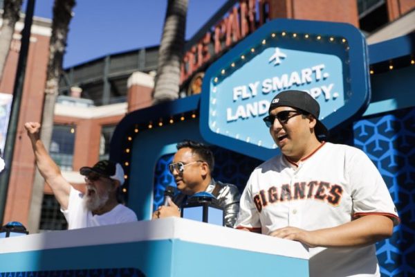 Alaska Airlines brand activation 'Spin it to win it' game before San Francisco Giants game