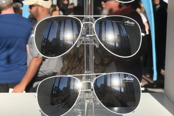 Alaska Airlines branded RayBan Sunglasses give away at San Francisco Giants Game