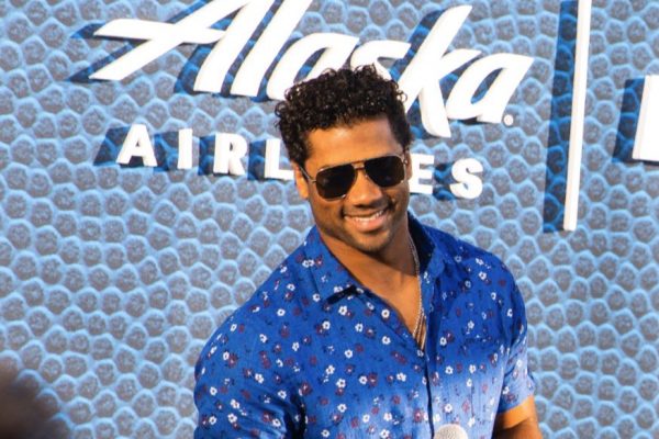 Russell Wilson at Alaska Airlines experiential marketing event