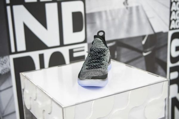 Kevin Durant Flight 35 Nike x Alaska Airlines Shoes on display at experience marketing event in Los Angeles