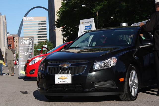 Chevrolet vehicles on display during an outdoor automotive experiential marketing activation in St. Louis, highlighting strategic automotive event marketing and brand engagement.