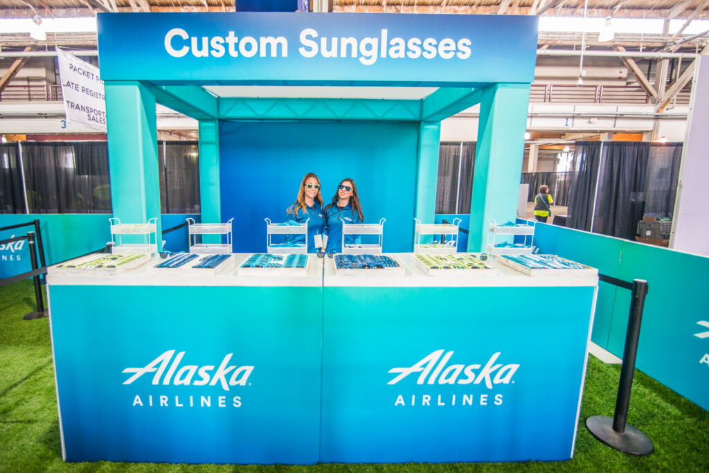 Event staffing for brand experience event at custom sunglasses marketing fulfillment booth