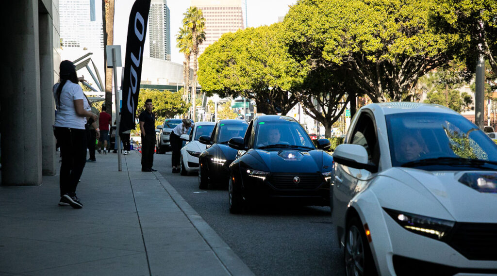 Line of cars outside marketing event