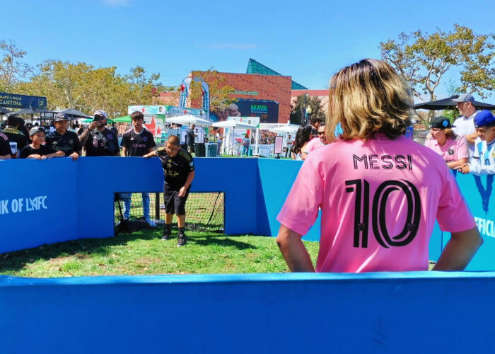 One on One soccer tournament at brand activation for BMO Bank and Los Angeles Football Club