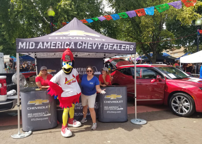 Arizona Cardinals mascot at Mid America Chevy Dealers brand activation