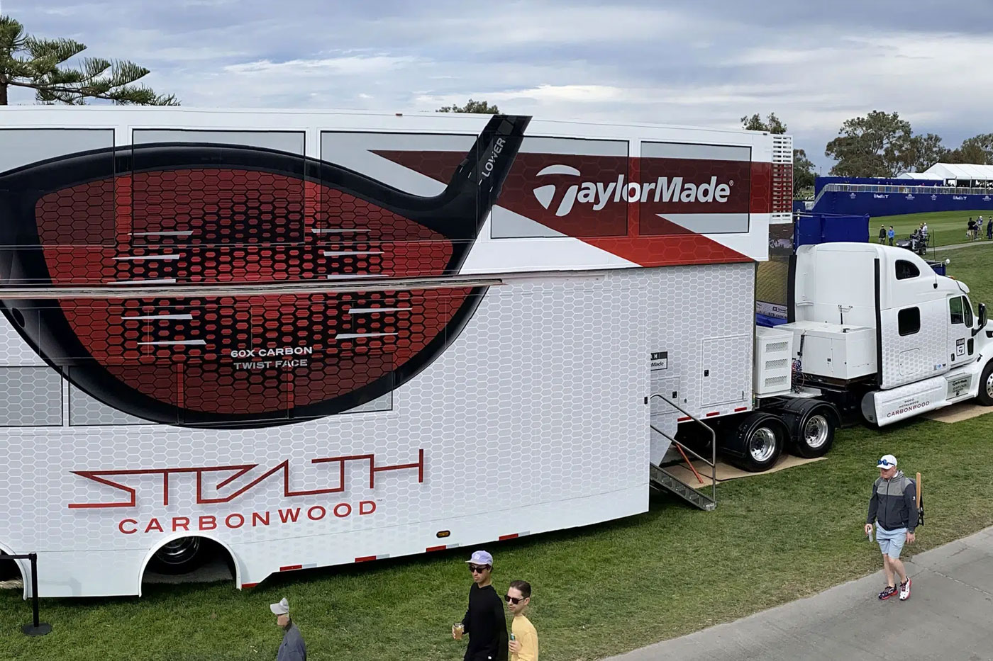 Experiential launch zone with golf simulators and product demos for TaylorMade’s Stealth product campaign
