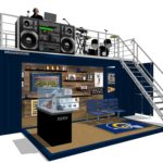 Rams Container Display with rooftop DJ